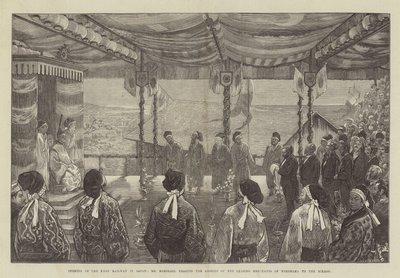 Opening of the First Railway in Japan, Mr. Marshall Reading the Address of the Leading Merchants of Yokohama to the Mikado by Felix Regamey
